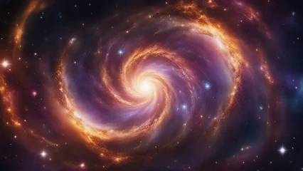 Deurstickers spiral galaxy background _A fantasy background of a galaxy and space sky. The image shows a vibrant and colorful view   © Jared