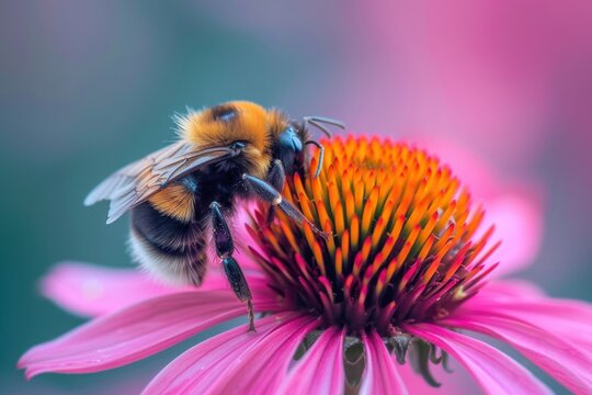 Close up bee on a flower
