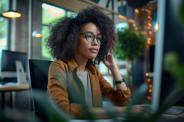 A skilled worker utilizing advanced communication technology in a bustling business environment, fostering seamless collaboration and efficient workflow integration.