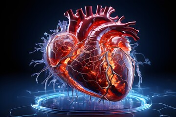 human heart in futuristic three dimensional render