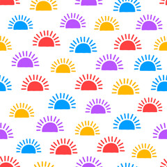 Seamless pattern with colorful sunset