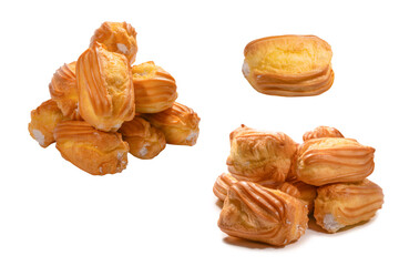 Sweet eclairs isolated on a white background.