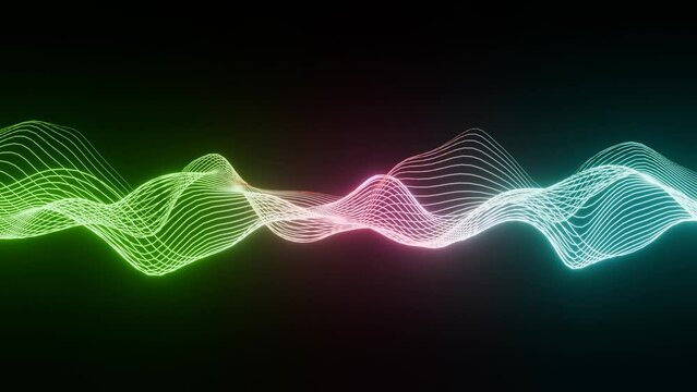 green and pink or navy blue gradient ribbon line wave animated,Digital colorful gradient particle line wave animation on black background,modern colorful wallpaper,3d rendering,