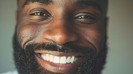 Teeth whitening concept, happy African man with a beautiful smile