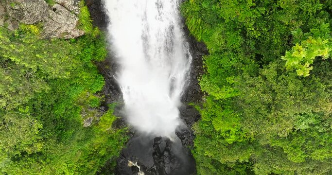 waterfalls in Reunion island aerial view by drone 