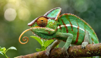 Foto op Plexiglas Chameleon Exotic beautiful green reptile wildlife from nature. Furcifer oustaleti © Semih Photo
