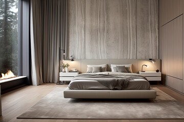 Sleek Lines and Muted Greys: Modern Luxury Neutral Color Palette Bedroom Designs