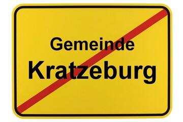 Illustration eines Ortsschildes der Gemeinde Kratzeburg in Mecklenburg-Vorpommern