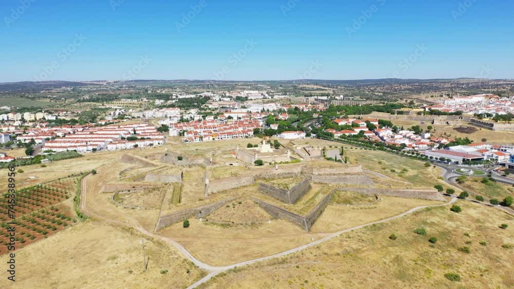 Wall mural The Forte de Santa Luzia above the city center of Elvas , Europe, Portugal, Alentejo, Portalegre, in summer on a sunny day.