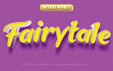 Obraz premium Fairy tale yellow 3d editable text effect style