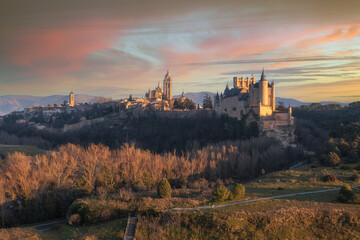 Enchanting sunset over Segovia's skyline