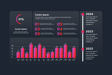 This infographic image features a modern and minimalistic design that illustrates an information process or sequence of events in a business. For presentations, websites or brochures.