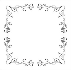 Elegant black and white ornamental frame, sharp corners, decorative border, corners for greeting cards, banners, business cards, invitations, menus. Isolated vector illustration.	