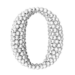 Symbols made from silver soccer balls. letter o
