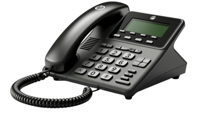 A black phone with a green screen displayed on it, isolated on a white background. 