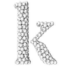 Symbols made from silver soccer balls. letter k
