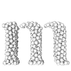Symbols made from silver soccer balls. letter m