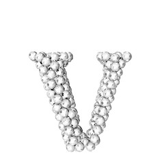 Symbols made from silver soccer balls. letter v