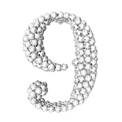 Symbols made from silver soccer balls. number 9
