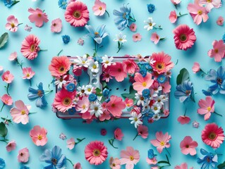 phone cassette covered with flowers 