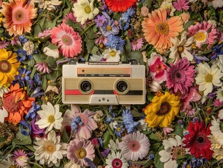 platter cassette covered with flowersr 