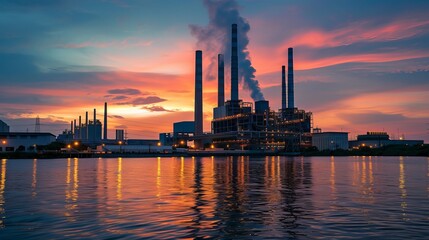 Obraz premium twilight power plant for the industrial estate