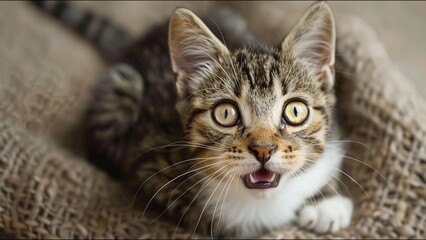 Fototapeta premium Cute Cat Moment Adorable Funny Cutie Cats Adorable Pet Art