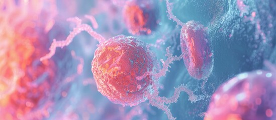 A group of pink and blue cells is visible in the Leptotene phase of prophase I during oocyte meiosis. The cells showcase strands of chromosomes within the fetal ovary.