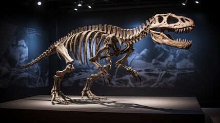 Naklejka premium Skeleton of a Tyrannosaurus rex dinosaur