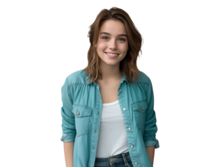 cheerful teenager girl smiling with happy face, gentle and friendly woman