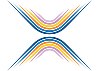 Pattern of colored parallel lines on a white background in retro style. The basis for the design of advertising, poster, cover. A modern element of design. Vector background.