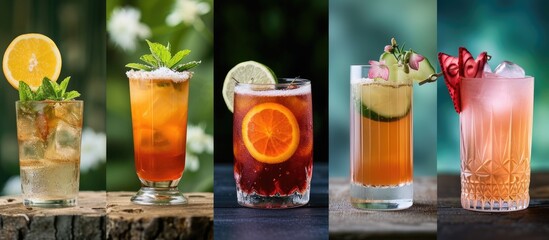 Explore a series of photos displaying different types of beverages, from iced teas and lemonades to smoothies and cocktails, perfect for beating the summer heat. Each image highlights the vibrant