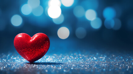 Fototapeta premium Red hearts bokeh, Valentine's Day background