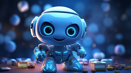 Omnichannel Strategy, Robotic Process Automation Engineer, 3D ICONS, clay, cartoon, Cute, shiny, smooth, clean background, simple details, 8K