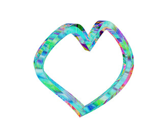 Lovely glass heart. 3d render.