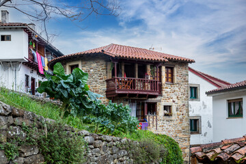 Typical house in Tazones, Villaviciosa, Asturias, Spain
