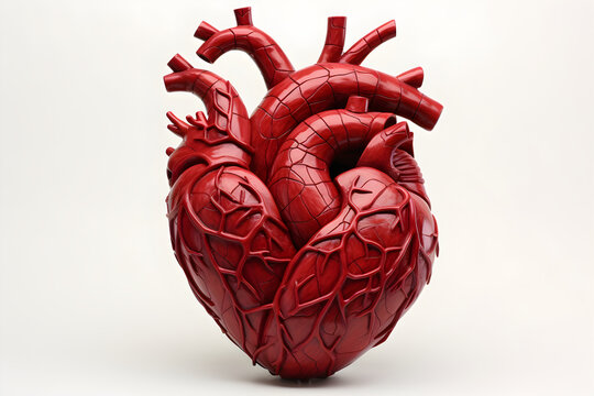 Artistic Anatomy: Intricate portrayal of the Human Heart in Deep Red Tones
