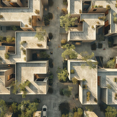 Aerial View of Social Housing Complex in Semi-Desert Context