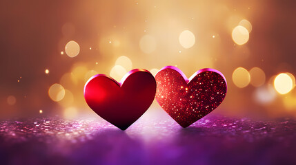 Red hearts bokeh, Valentine's Day background