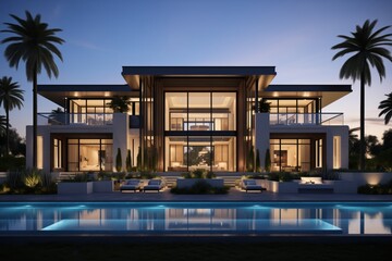 Modern Luxury House Exterior Design. 3D Render
