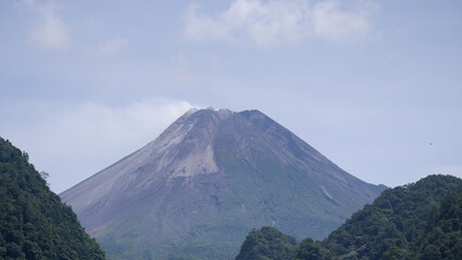 Fototapeta premium View of Mount Merapi from Nawang Jagad, Yogyakarta, Indonesia