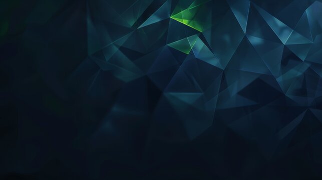 Abstract geometric blue background with polyhedral shapes. Modern digital art with dark blue tones and light accents. Futuristic polygonal design for tech and science concepts.