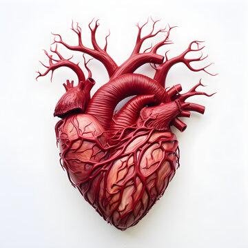 Artistic Anatomy: Intricate portrayal of the Human Heart in Deep Red Tones