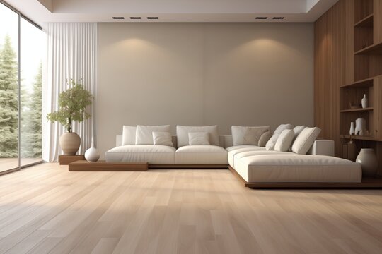 interior with white sofa, 3d render illustration mock up.
