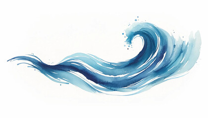 A horizontal wave rendered in watercolor blues, crossing a clean white background wallpaper