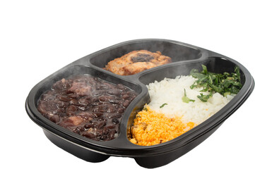 Feijoada dish on  white background. Traditional Brazilian food.