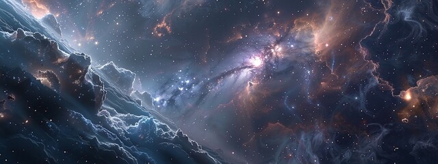 extraterrestrial canopy decorated with diverse space elements, igniting a cascade reaction of space...