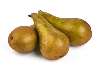 Fresh Conference Pears, closeup, isolated on a white background.
