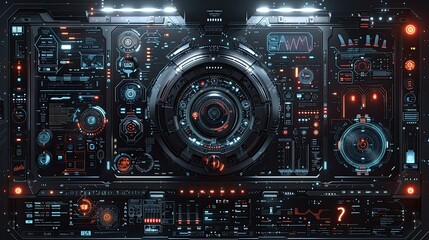 Obraz premium Scifi interface and futuristic hud. Generative AI
