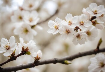 Delicate White Cherry Blossom Flowers